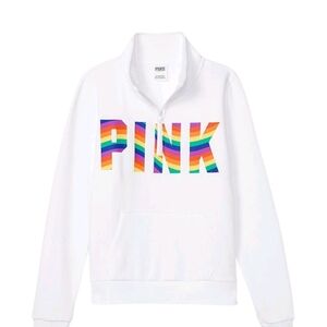 Victoria's Secret Pink Everyday Lounge Quarter Zip Sweatshirt White NWT XXL